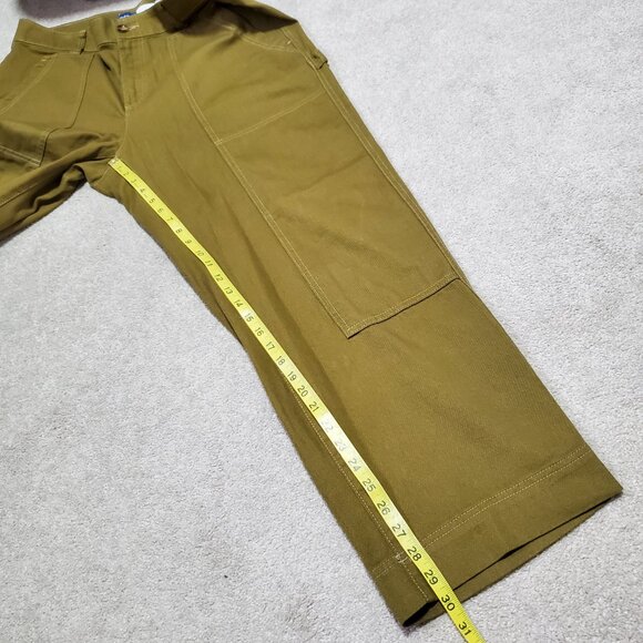 OLD NAVY Utility Straight Leg Pants 30" High Rise Carpenter Satin Moss Womens 16 - Picture 14 of 15